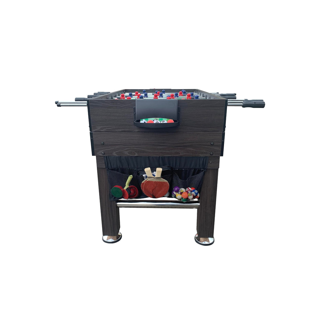 KICK Tetrad 55" 4-in-1 Multi Game Table (Brown) – Foosball, Billiards/Pool, Air Hockey & Ping Pong