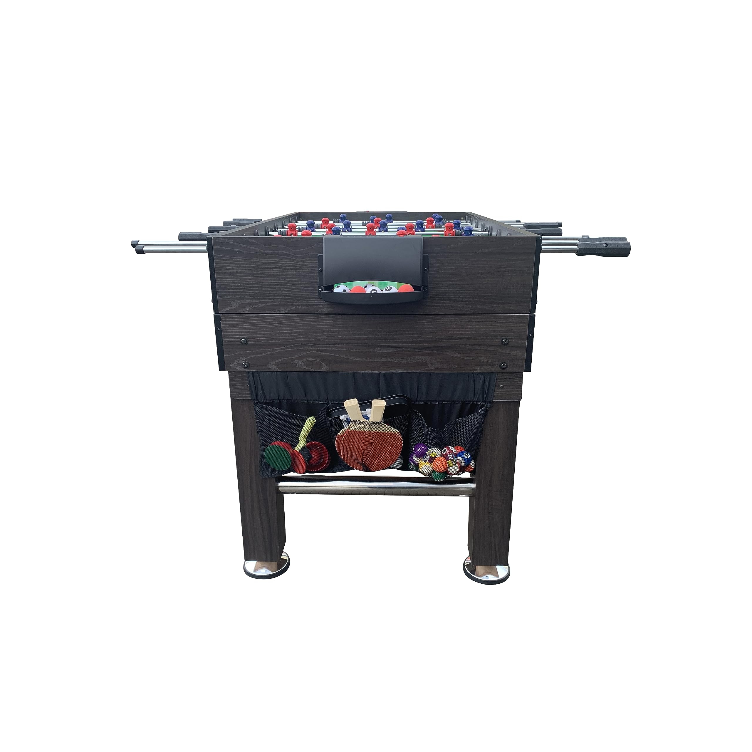 KICK Tetrad 55" 4-in-1 Multi Game Table (Brown) – Foosball, Billiards/Pool, Air Hockey & Ping Pong