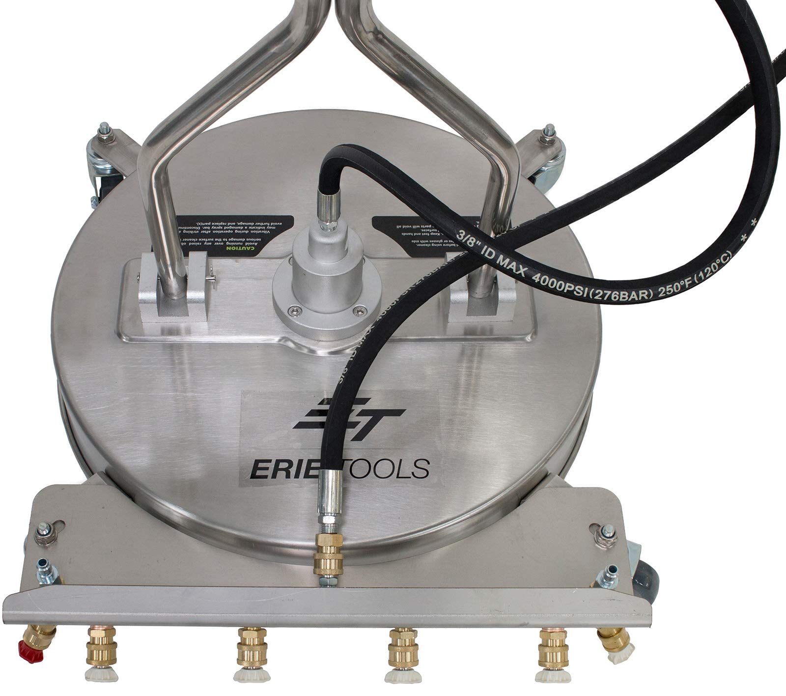 21" Stainless Steel Surface Cleaner with Wheels, 4 Nozzle Front Spray Bar, Side Nozzles, Pressure Washer Attachment