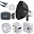 Godox ML80Bi LED Video Light Bi-Color, 100W 2800K-6500K, 29600Lux@1m CRI96+ TLCI96+, APP Control, USB-C, w/ML-Z Reflector & 95Wh Battery, 11 FX 0-100% Dimming for photography, with AD-S60S Softbox Kit