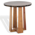 SAFAVIEH Couture Collection - Trenton Brown Marble Accent Table, Round Top with Sculptural Wood Base (SFV9704B)