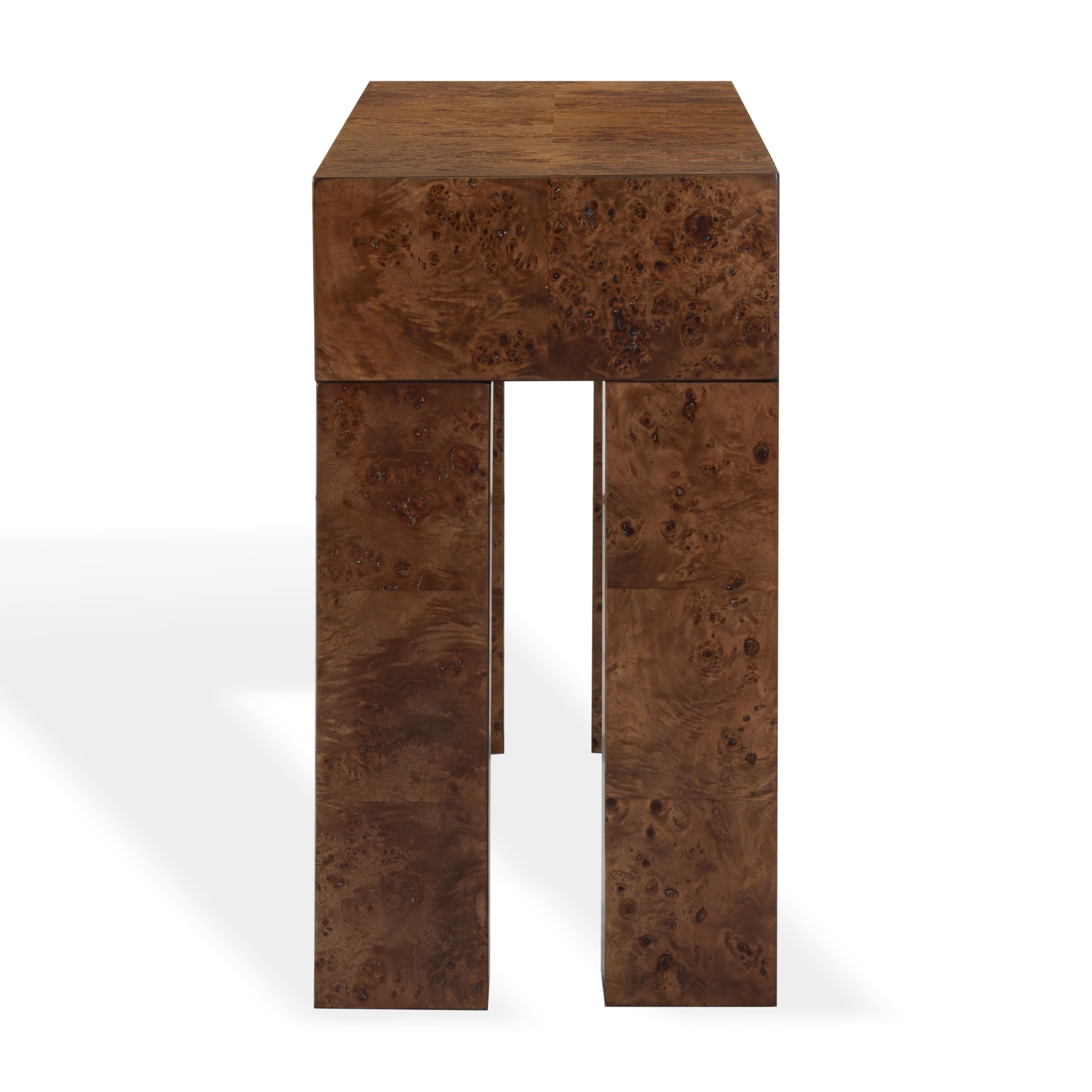 SAFAVIEH Couture Collection – Betharose Walnut Burl Wood Console Table, Modern Entryway & Living Room Accent (SFV2221A)