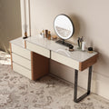 Lartis Faux Leather Makeup Vanity Desk Set with LED Lighted Mirror Luxury Dressing Makeup Table with Storage Drawers & Vanity Stool, Vanities (Brown/Gray)