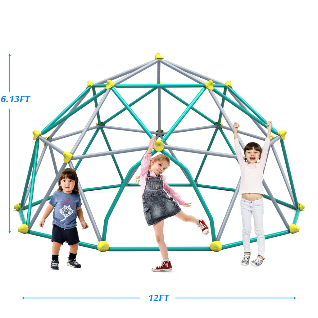 Virubi 12 FT Climbing Dome for Kids 3 +, Geometric Dome Climber Play Center - Supports 1000LBS Outdoor Playset, Easy Assembly and Move