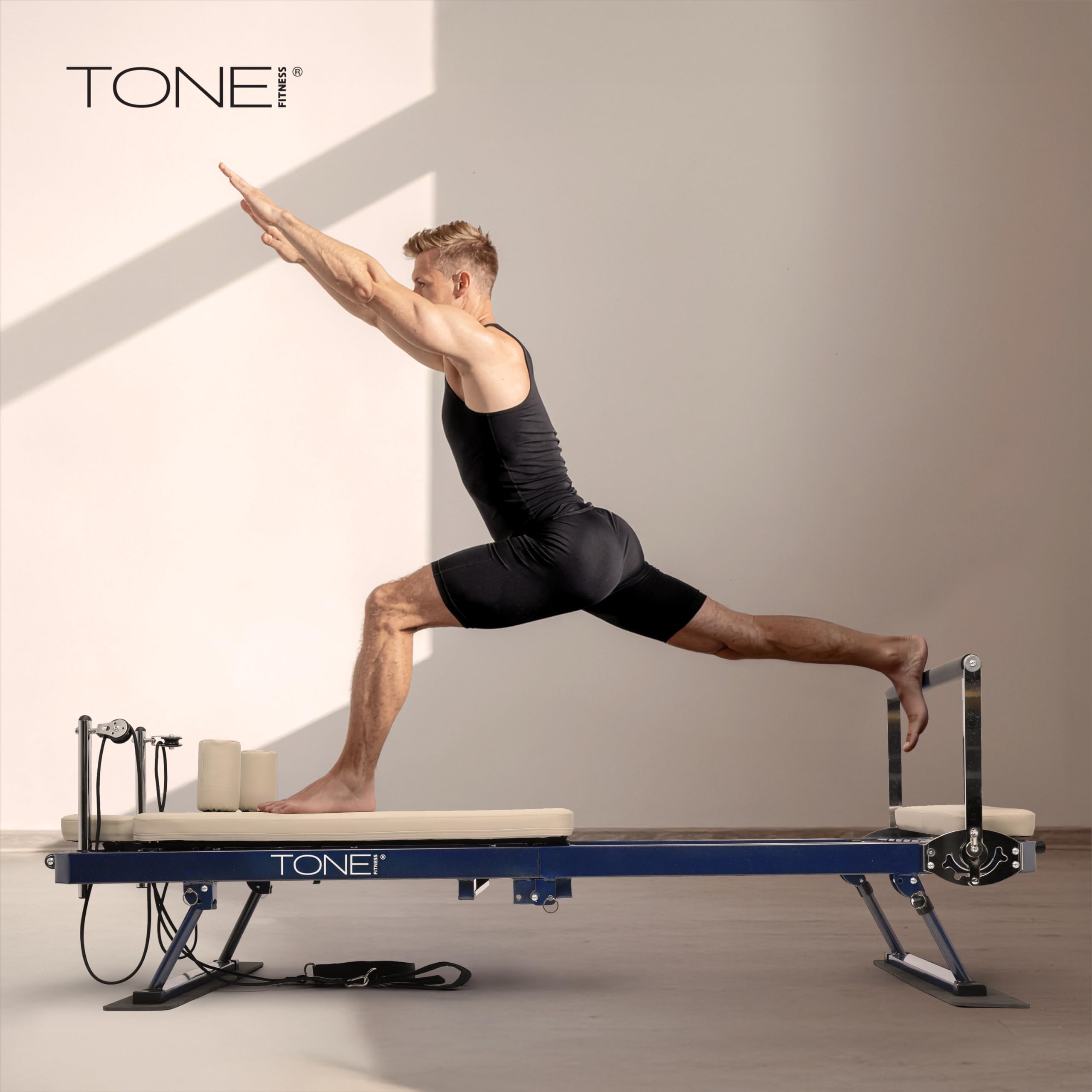 Tone Fitness Foldable Pilates Reformer – Portable Pilates Machine with Adjustable Resistance Bands, Smooth Glide Carriage & Full-Body At-Home Pilates Workout Equipment