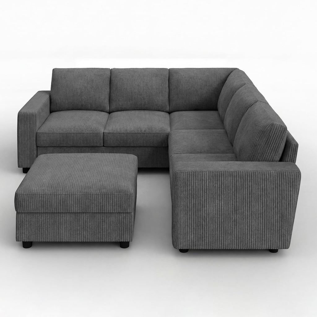 HONBAY Sectional Sofa with Storage 6 Seater L-Shaped Sectional Couches for Living Room, Grey