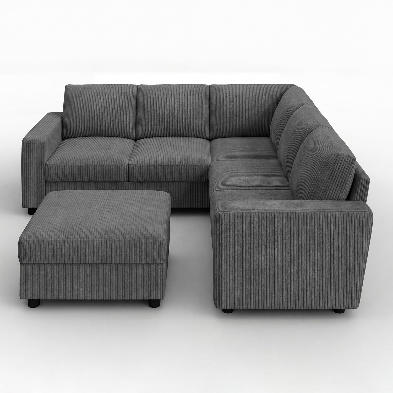 HONBAY Sectional Sofa with Storage 6 Seater L-Shaped Sectional Couches for Living Room, Grey