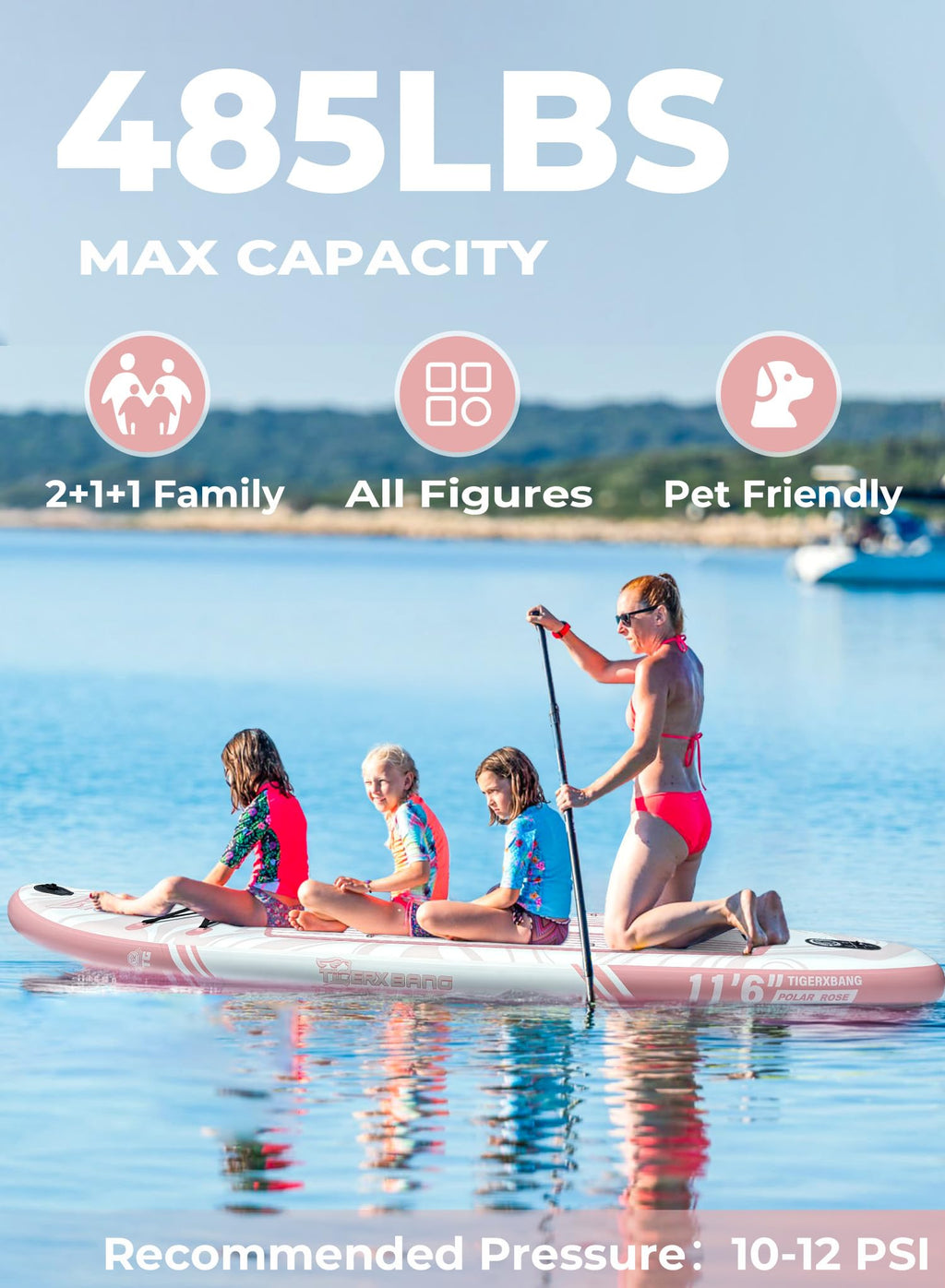 TIGERXBANG Inflatable Stand Up Paddle Board 11'6"×35"×6" with Complete Accessories, Premium Large Paddle Boards for Adults/Youth, Paddle Board Polar Rose Collection