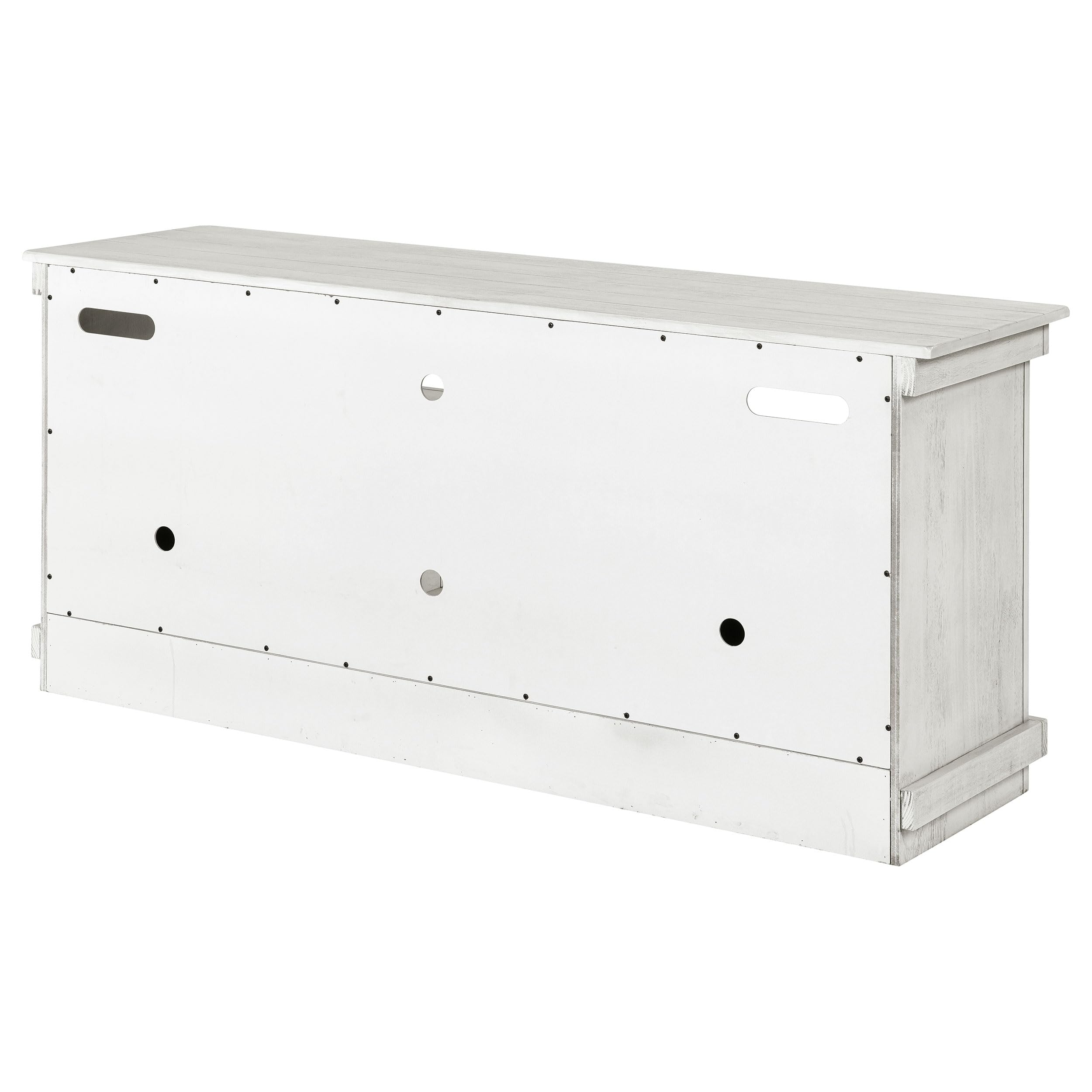 Coaster Home Furnishings - Payne - Wood - TV Stand with Two Door Cabinets, Shelves, Roughhewn Details and Farmhouse Style - Living Room - 60-Inch - Distressed White - 710052