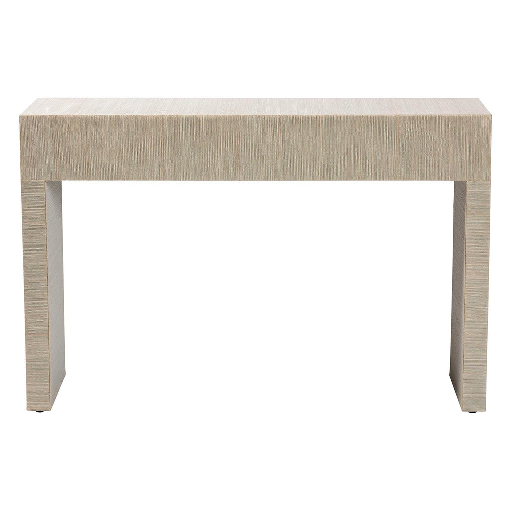 bali & pari Cielo Bohemian Woven Natural Grasscloth 3-Drawer Console Table