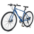VIRIBUS Hybrid Bikes, 28 inch Road Bike for Tall Men, Lightweight Aluminum 700C City Bike Adults, 7 Speed Mens Commuter Bicycles, Hybrid Bicycle Men, Blue Large