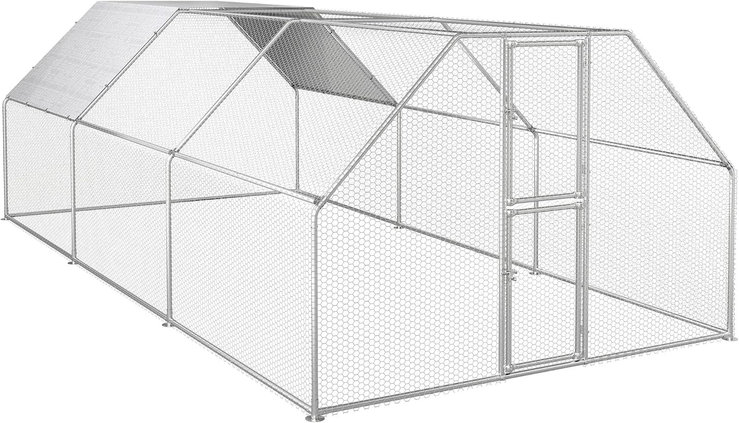 DWVO Large Metal Chicken Coop for 20-30 Chickens, 19.1 x 9.8 x 6.4 ft Walk-in Poultry Cage Chicken Run for Yard Outdoor with Waterproof and Anti-UV Cover Duck House Flat Roof Chicken Pen