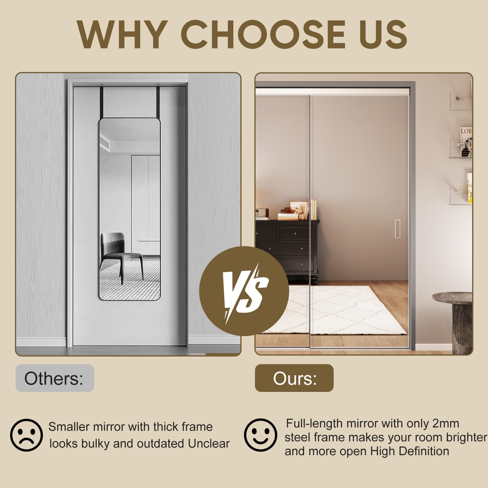 JUBEST Mirror Closet Doors, 72''x80'' One Side Sliding Closet Door with Hardware Kit, Interior Steel Frame Bypass Sliding Door for Closet, Easy to Install