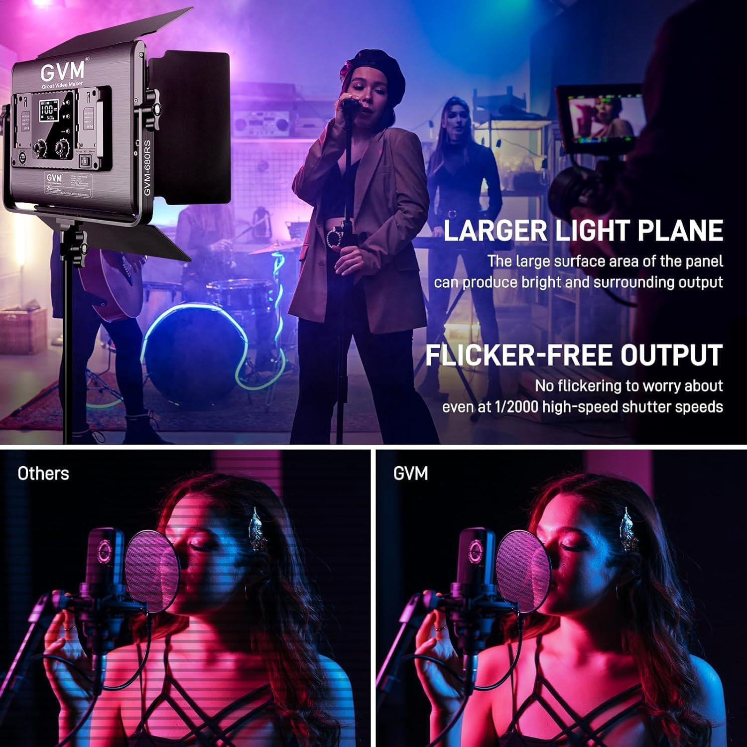 GVM RGB LED Video Light Kit, Dimmable Photography Lighting with APP Control, 680RS 50W 3 Packs Led Panel Light for YouTube Studio, Video Shooting, Gaming, Streaming, Zoom, Broadcasting, Conference