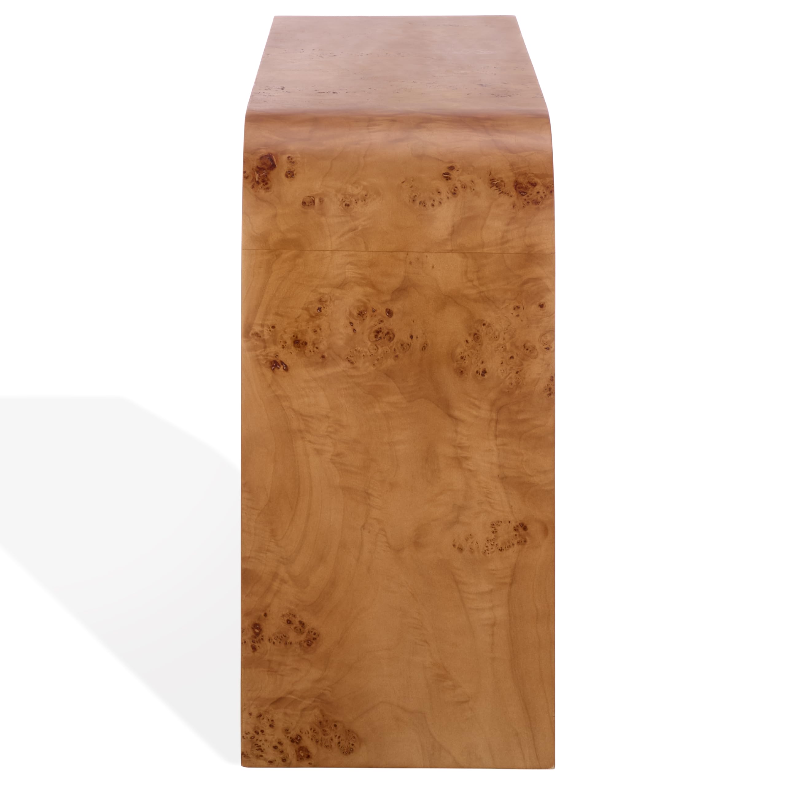 SAFAVIEH Couture Collection - Tessly Walnut Burl Veneer Console Table, Curved Waterfall Design, Fully Assembled (SFV5550A)