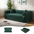 80" Convertible Sofa Bed, 3-in-1 Corduroy Folding Pull Out Couch with Pillows, No Assembly Modern Boneless Couch Compression Sofa in Box, Floor Sofa with Side Storage Pocket for Living Room,Dark Green