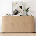 GarveeHome 63" Sideboard Buffet Cabinet with Storage, Modern Fluted Accent Credenza with Adjustable Shelves, Wood Coffee Bar with Curvy Edge, Console Table for Living Room Kitchen Dining Room Hallway