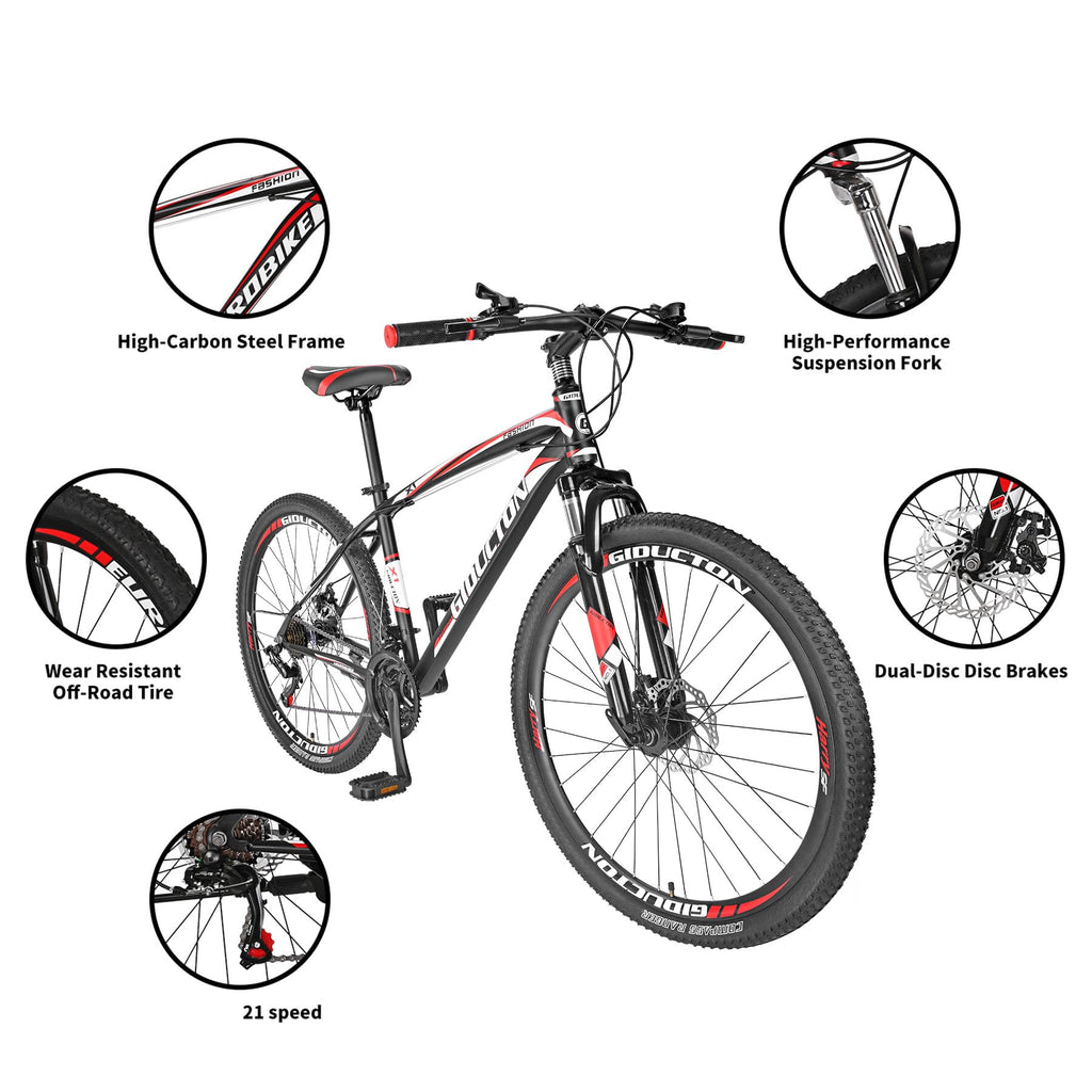 URBICIKA 27.5 Inch Mountain Bike for Adults, 21 Speed, Dual Disc Brakes,Commuter Off-Road Bicycle