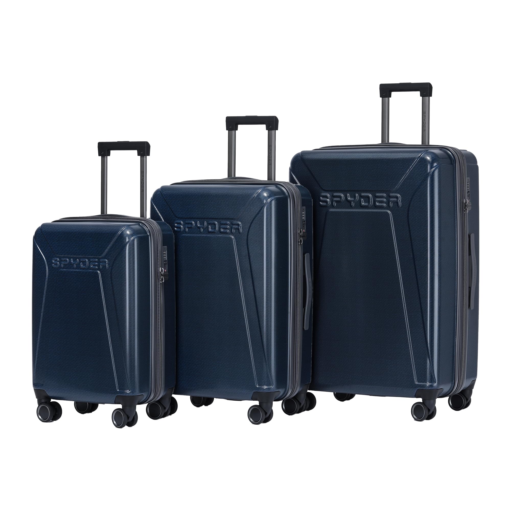 Spyder Traverse 3 Piece Carry On & Checked Suitcase Set with 360° Spinner Wheels, TSA Approved Lock (20 Inch, 25 Inch, 29 Inch), Deep Blue