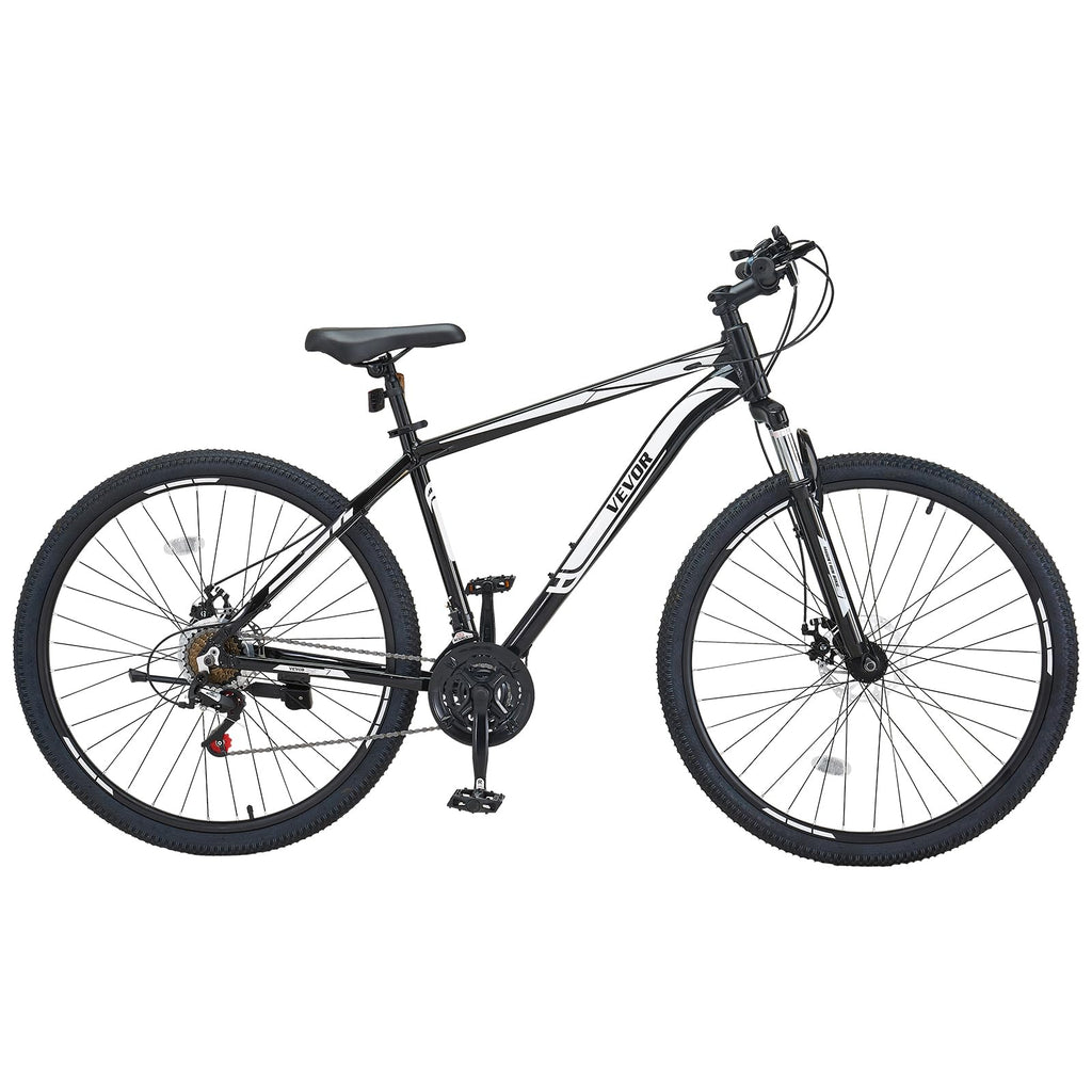 VEVOR Mountain Bike, 29 inch MTB Bicycle with Front Suspension, 21 Speeds Shimano Twist Shifting, Dual Disc Brakes, Aluminum Alloy Frame, for Men/Women