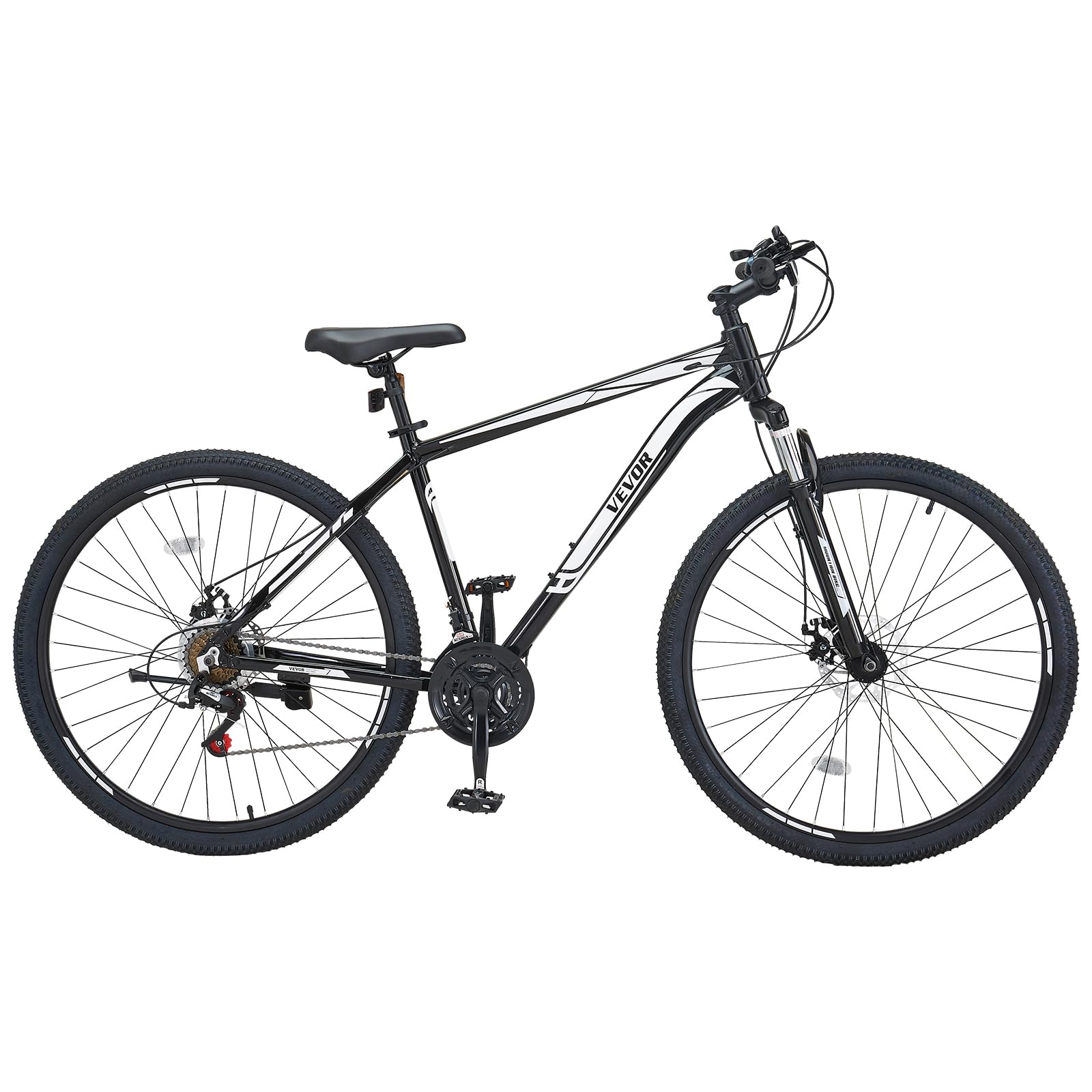 VEVOR Mountain Bike, 29 inch MTB Bicycle with Front Suspension, 21 Speeds Shimano Twist Shifting, Dual Disc Brakes, Aluminum Alloy Frame, for Men/Women