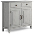 SIMPLIHOME Connaught 40-inch Wide Solid Wood Storage Cabinet in Fog Grey for Entryway, Living Room, Organizer for Hats, Gloves, Shoes, Keys, Slim Design, Traditional Style