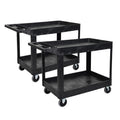Tubstr Extra Large Two-Shelf Utility Cart with Wheels (2-Pack) | 500 lb. Capacity Rolling Utility & Tool Carts for Warehouses, Industrial Settings, Auto Garages, & More (Black, 45.5 x 24.5)