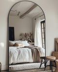 LadyNow Full Length Mirror, 81"x41" Oversized Floor Mirror Freestanding, Full Body Floor Standing Mirror with Stand, Hanging Mounted for Bedroom Living Room, Black, Arched Style
