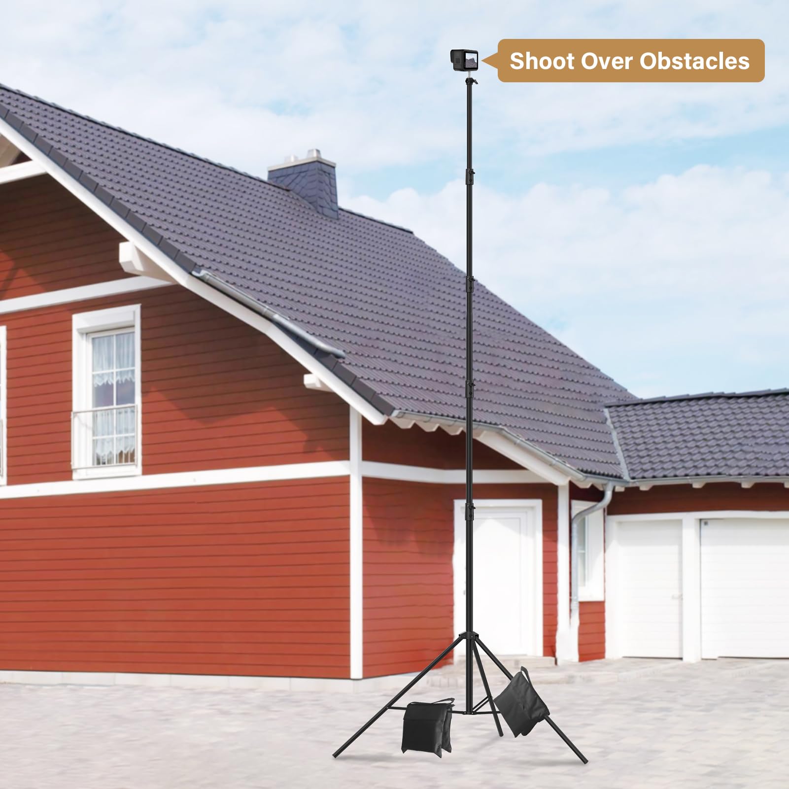 20 FT Extreme Tall Tripod Video Camera Sports Tripods Stand Telescoping Light Stand with 3 Sandbags, Carry Bag & 1/4" 3/8" Screw Adapter, Sky High Tripod for Studio, Indoor, Outdoor Photography