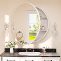TETOTE Bathroom Mirror Cabinet 30 x 30 White Round Bathroom Medicine Cabinet with Mirror Adjustable Shelves Farmhouse Wall Mirror with Storage Surface Mounted