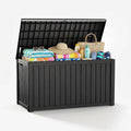 FICARTS Deck Storage Box, Waterproof Outdoor Storage Bin with Lockable Lid, Weatherproof Patio Deck Box for Garden Tools, Pool Supplies & Patio Accessories (Black,230GAL)