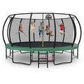Tatub 16FT Upgrade Pumpkin Trampoline for Kids and Adults, Outdoor Recreational Trampolines with Basketball Hoop & Enclosure Net, Curved Poles & Storage Bag, Green