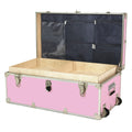 Large Essential Trunk With Wheels, Tray, & Lid Organizer - 32"x18"x14", 1000+ lbs Capacity. Strong, USA Made Summer Camp Footlocker, and Secure College Dorm Storage Chest