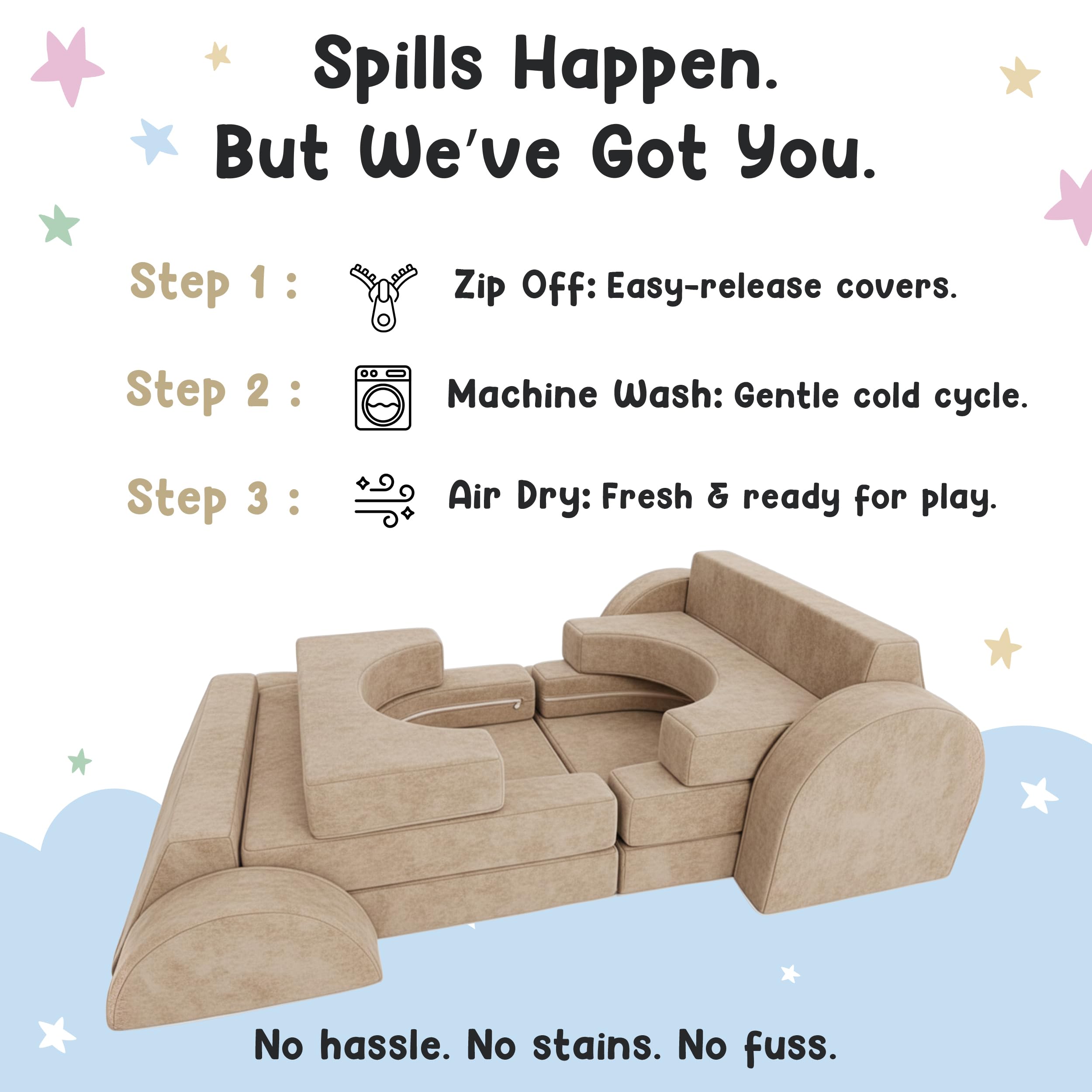 Cubby Couch 12-Piece Modular Kids Play Couch - Soft & Durable Toddler Couch with CertiPUR US Foam, Washable Covers - Playroom Furniture, Kids Sofa for Lounge, Living Room & Playroom - Cream