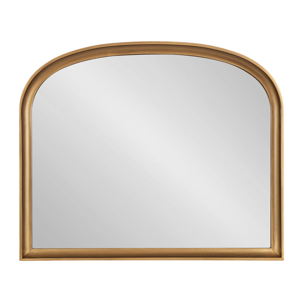 Kate and Laurel Hatherleigh Modern Arched Wooden Wall Mirror, 34 x 28, Gold, Decorative Wood Basket Arch Mirror for Use as Vanity Bathroom Accent or Living Room Mantel Decor