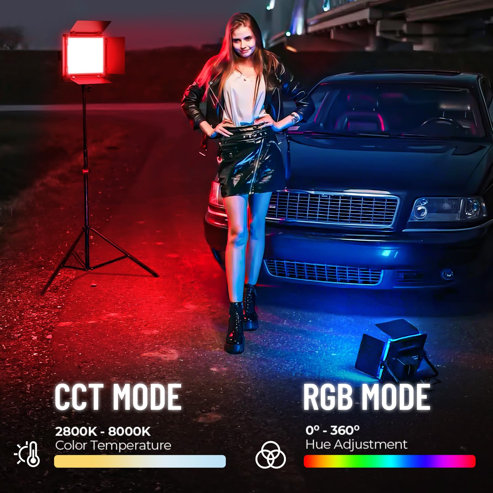 Mettlelite SPL210C Light Kit 2 Packs, RGB LED Video Light with APP Control, 360° Full Color RGB, 2800K-8000K, CRI/TLCI 97+, 10 Scenes, Photography Studio Light Kit with Light Stand for Photo and Video