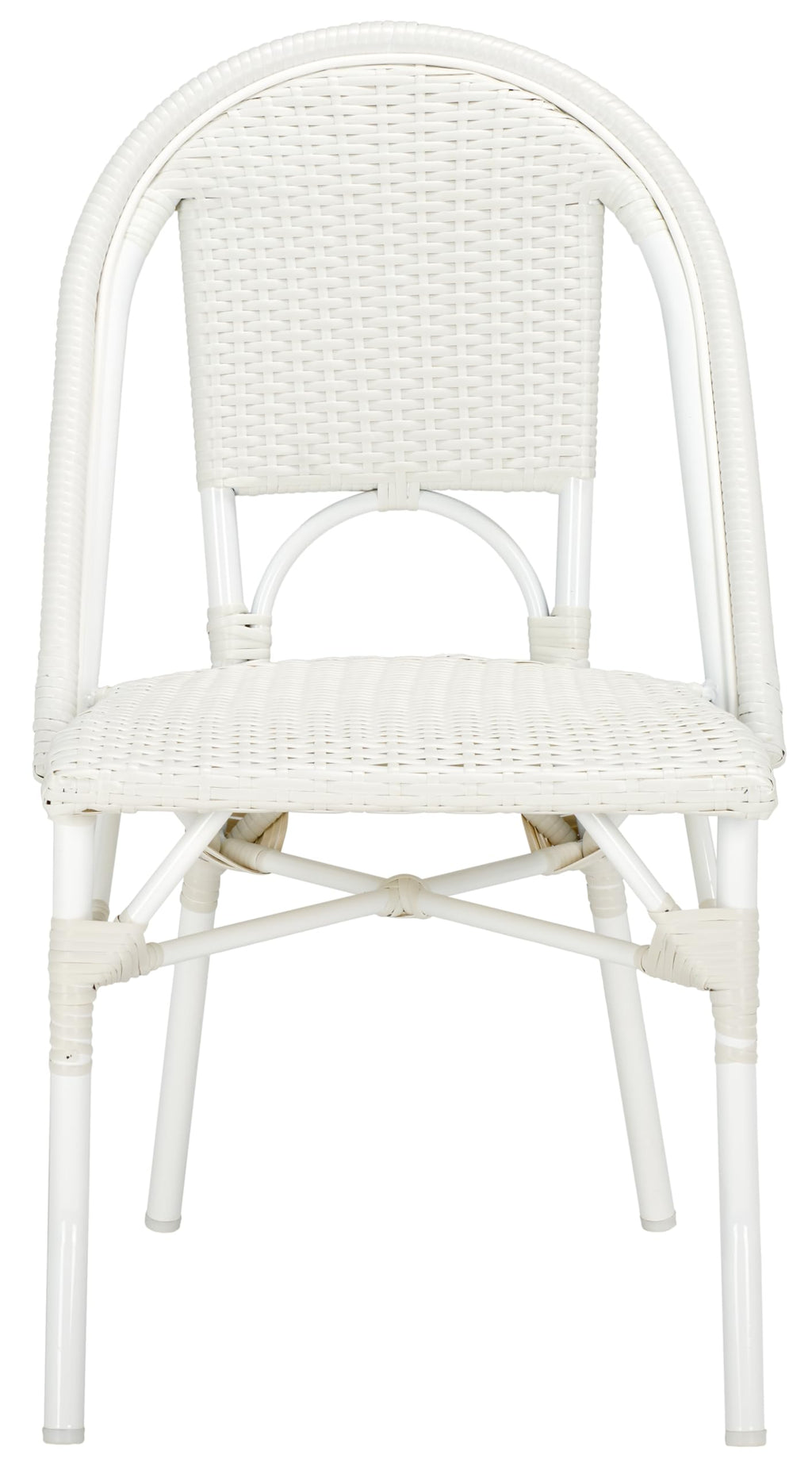 SAFAVIEH Outdoor - Torino Bistro Chair Set of 2 - White - Faux Wicker & Aluminum Frame - Bistro Side Chair Design - Ideal for Patio, Deck, Sunroom, Dining Area, 18" Seat Height (PAT7550C-SET2)