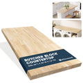 AllForWood 60''L x 36''W x 1.5''Th Hevea Solid Wood Butcher Block Countertop, Butcher Block Table Top for DIY Washer Dryer/Island/Kitchen Countertop (Unfinished)