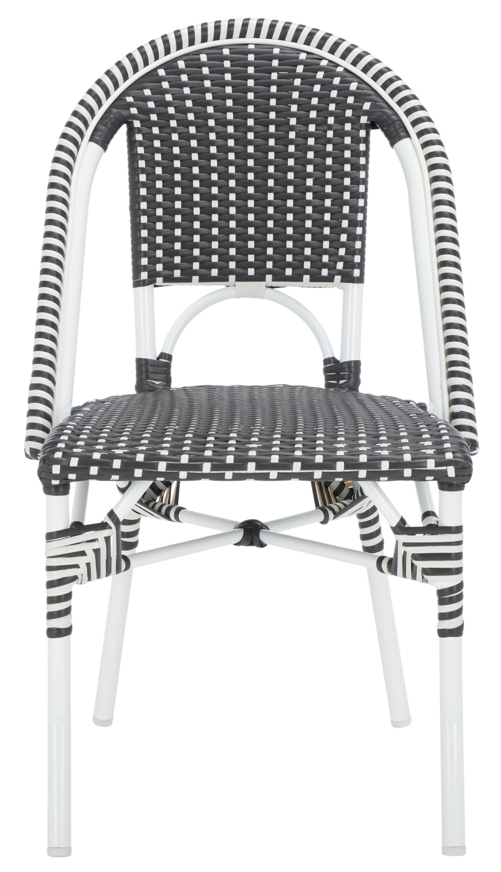 SAFAVIEH Outdoor - Torino Bistro Chair Set of 2 - Grey & White - Faux Wicker & Aluminum Frame - Bistro Side Chair Design - Ideal for Patio, Deck, Sunroom, Dining Area, 18" Seat Height (PAT7550E-SET2)