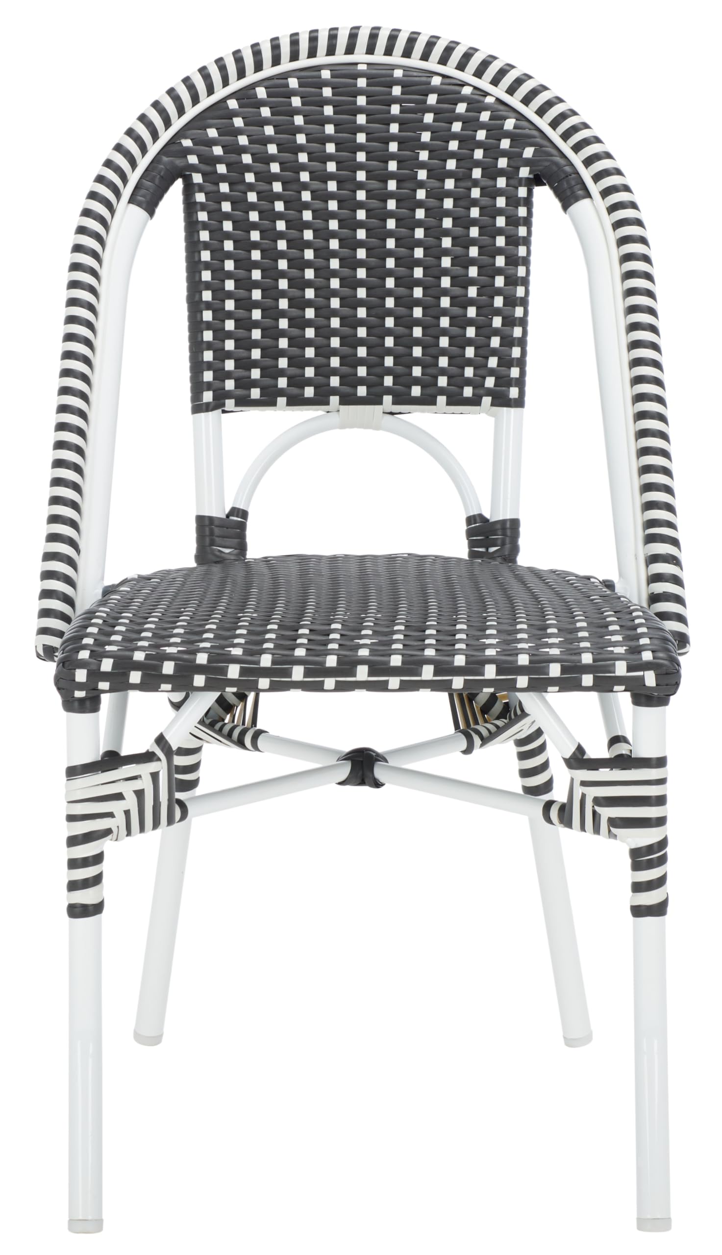 SAFAVIEH Outdoor - Torino Bistro Chair Set of 2 - Grey & White - Faux Wicker & Aluminum Frame - Bistro Side Chair Design - Ideal for Patio, Deck, Sunroom, Dining Area, 18" Seat Height (PAT7550E-SET2)