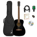 Fender CC-60S Solid Top Concert Acoustic Guitar - Black Bundle with Gig Bag, Tuner, Strap, Strings, Picks, and Austin Bazaar Instructional DVD
