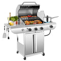 34,000 BTU 3-Burner Propane Gas Grill with Side Burner, All Stainless Steel BBQ Grill, Cast Iron Grates & Portable Cart with Wheels，Outdoor Barbecue Grill for Backyard, Patio, Camping (G31 PRO)