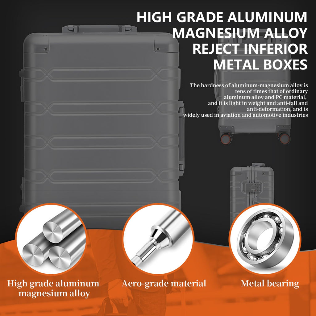 WEICHEN 2 Piece All Aluminum Luggage Set, Full Aluminum-Magnesium Alloy Hard Shell, 20 in Carry on & 29 in All Aluminum Zipperless Luggage, Hard Case Suitcases with Wheels, Aluminum Checked Luggage