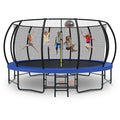 Tatub 16FT Upgrade Pumpkin Trampoline for Kids and Adults, Outdoor Recreational Trampolines with Basketball Hoop & Enclosure Net, Curved Poles & Storage Bag, Blue