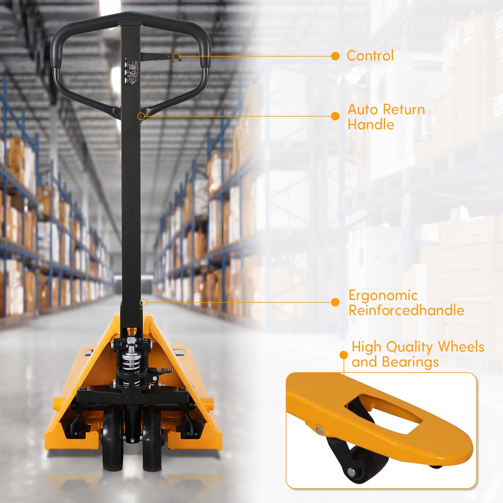 APOLLOLIFT Pallet Jack, 5500-Lbs Capacity Pallet Truck Standard Duty Manual Pallet Trucks Pallet Jack 48" Lx27 W Fork Size for Warehouse, Factory