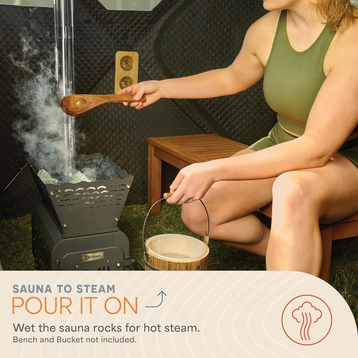 Lifepro ZenZone Outdoor Sauna Tent – Portable Wood Burning with Stove – 4 Person Steam & Dry Sauna for Camping, Backyard, Home Gym – Heavy Duty Oxford Cloth & Carbon Steel Stove