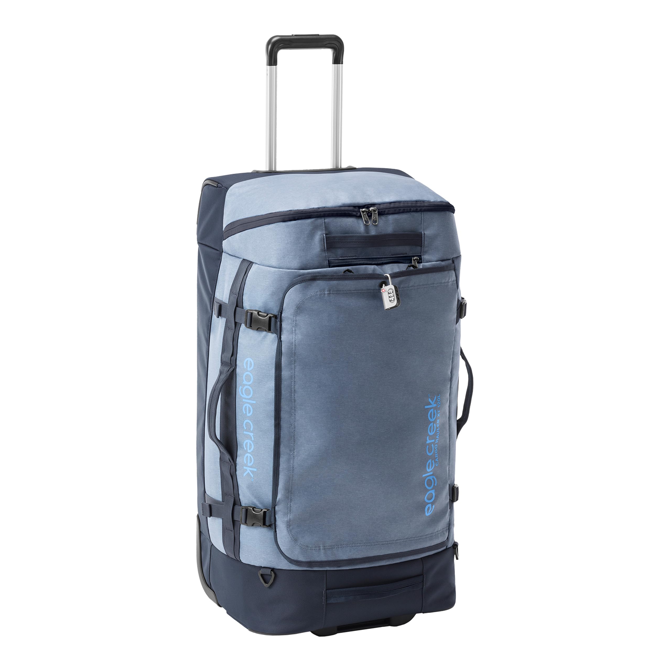 Eagle Creek Cargo Hauler XT Wheeled Duffel - Wheeled Backpack Duffel - Deployable Backpack Straps - Lockable U-Lid & Easy Access Compartment - 32" - Glacier Blue