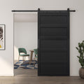 JUBEST 42" x 84" Barn Door, Slding Barn Door Kit Wav-Shape Barn Door Panel with Hardware Kit Include, Easy Installation, Solid Wood, MDF & PVC Covered, Black