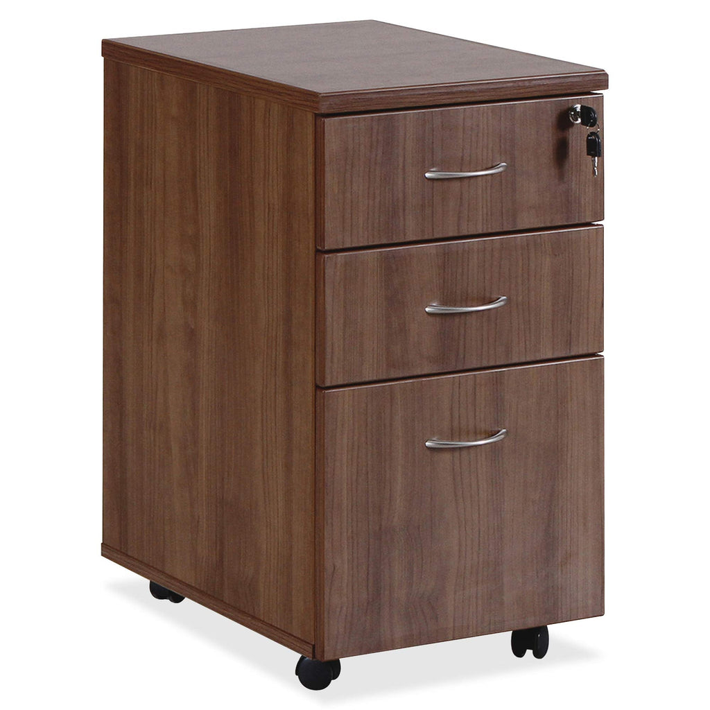 Lorell Essentials Walnut Freestanding Mobile Pedestal