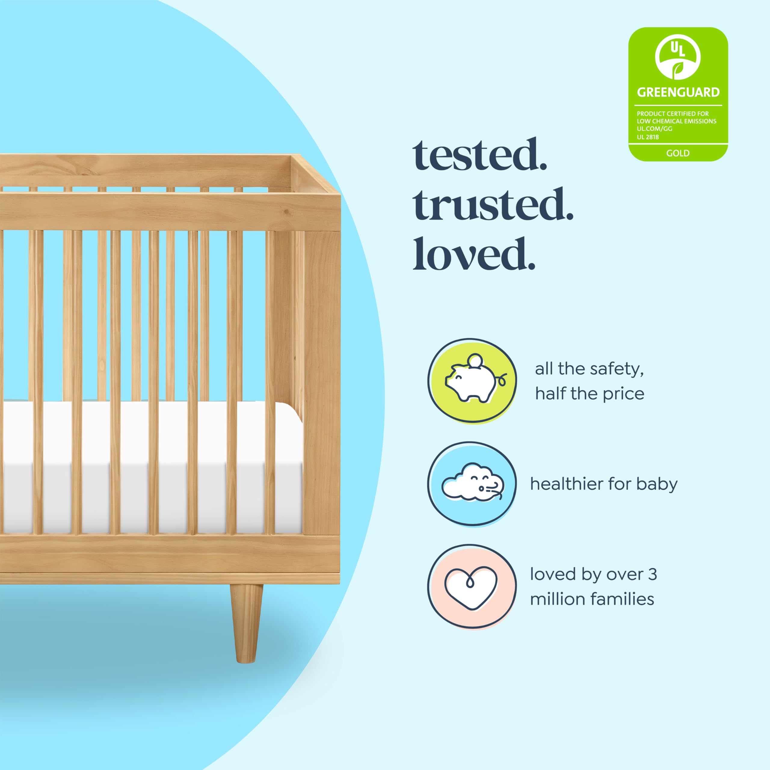 Davinci Marley 3-in-1 Convertible Crib in Honey, Greenguard Gold and FSC® Certified